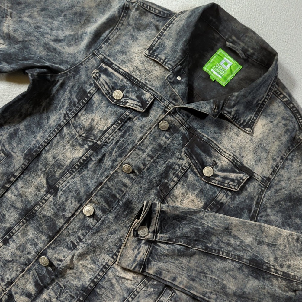 Demolition Denim Jacket Mens L Grey Acid Wash Stretch Trucker Jean Streetwear